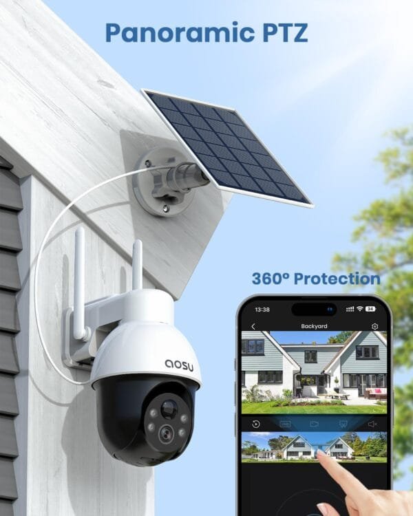 AOSU 5MP Solar Security Camera D1 SE Outdoor with Color Night Vision - 2 cam set - Image 3