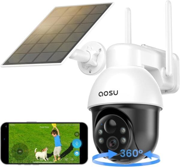 AOSU 5MP Solar Security Camera D1 SE Outdoor with Color Night Vision - 2 cam set